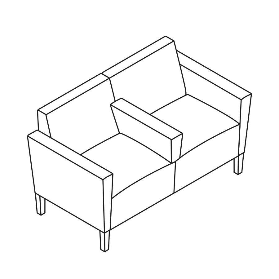 A line drawing - Nemschoff Brava Platform Multiple Seating–Divider Arm–2 Seat A line drawing - Nemschoff Brava Platform Multiple Seating–Divider Arm–2 Seat