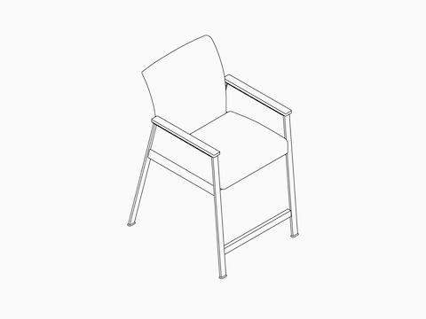 A line drawing -- Nemschoff Easton Easy Access Chair with closed arms. A line drawing -- Nemschoff Easton Easy Access Chair with closed arms.