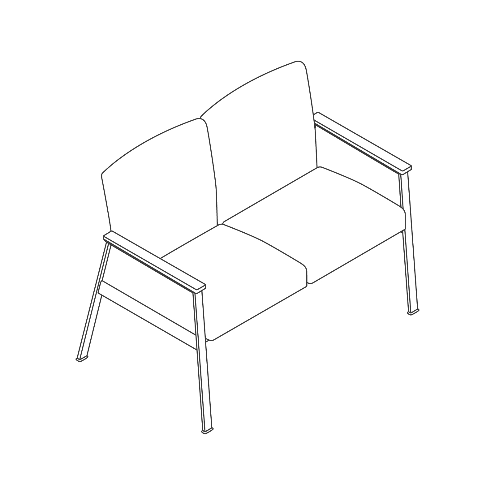 A line drawing - Nemschoff Easton Multiple Seating–Closed Arm–2-Seat A line drawing - Nemschoff Easton Multiple Seating–Closed Arm–2-Seat
