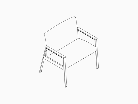 A line drawing -- Nemschoff Easton Plus Chair with open arms. A line drawing -- Nemschoff Easton Plus Chair with open arms.