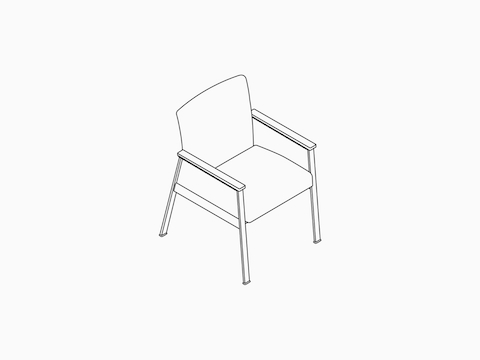 A line drawing -- Nemschoff Easton Side Chair with closed arms. A line drawing -- Nemschoff Easton Side Chair with closed arms.