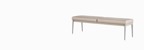 Front three-quarter view of Palisade Bench in tan fabric. Front three-quarter view of Palisade Bench in tan fabric.