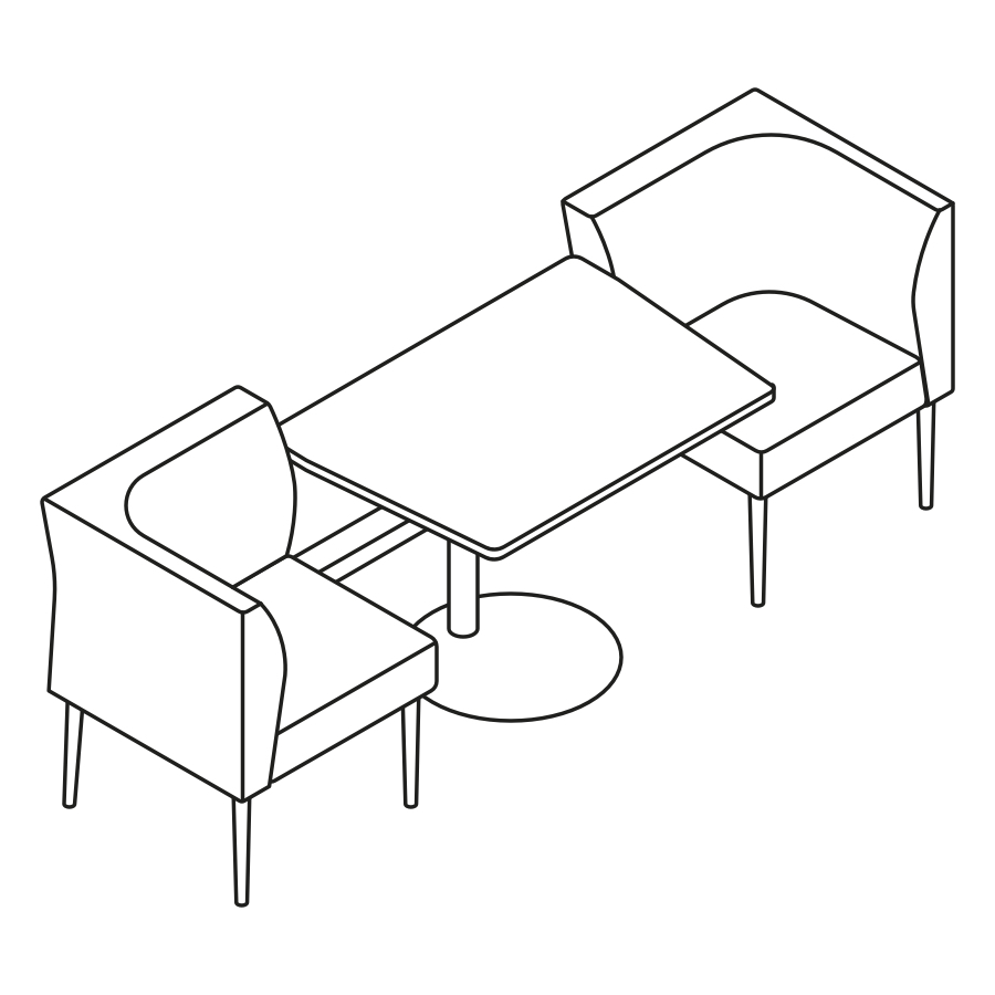 A line drawing - Nemschoff Palisade Booth–2 Seat A line drawing - Nemschoff Palisade Booth–2 Seat
