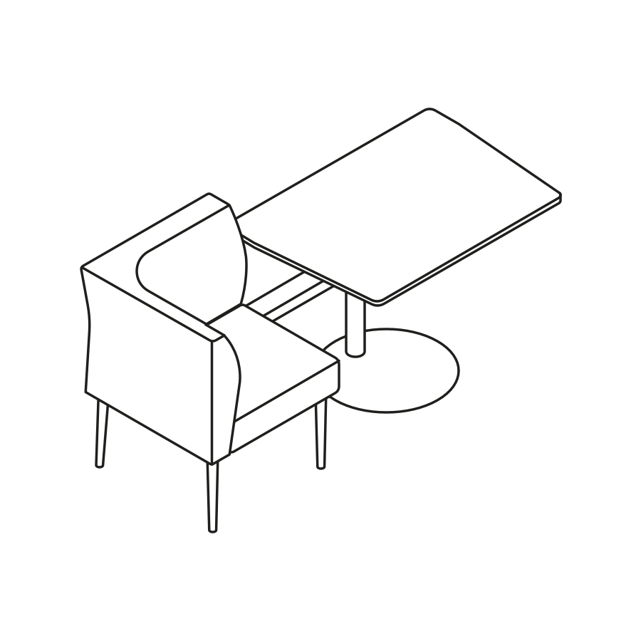 A line drawing - Nemschoff Palisade Booth–Left–1 Seat A line drawing - Nemschoff Palisade Booth–Left–1 Seat