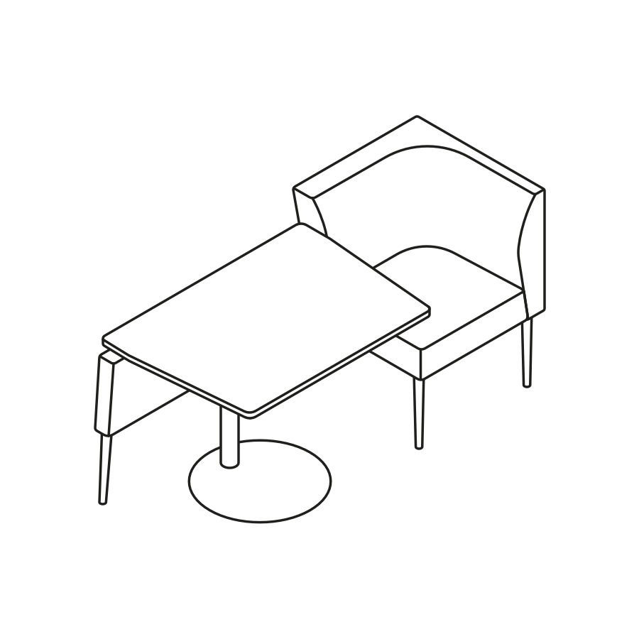 A line drawing - Nemschoff Palisade Booth–Right–1 Seat A line drawing - Nemschoff Palisade Booth–Right–1 Seat
