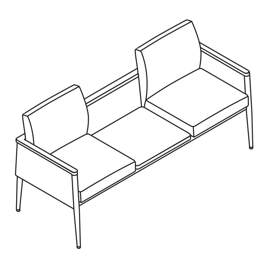 A line drawing - Nemschoff Palisade Multiple Seating–Center Table–2 Seat A line drawing - Nemschoff Palisade Multiple Seating–Center Table–2 Seat
