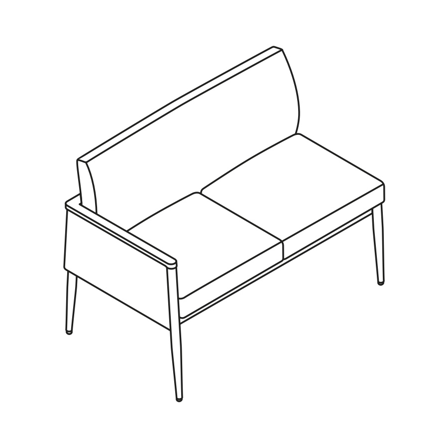 A line drawing - Nemschoff Palisade Multiple Seating–Left Arm–2 Seat A line drawing - Nemschoff Palisade Multiple Seating–Left Arm–2 Seat