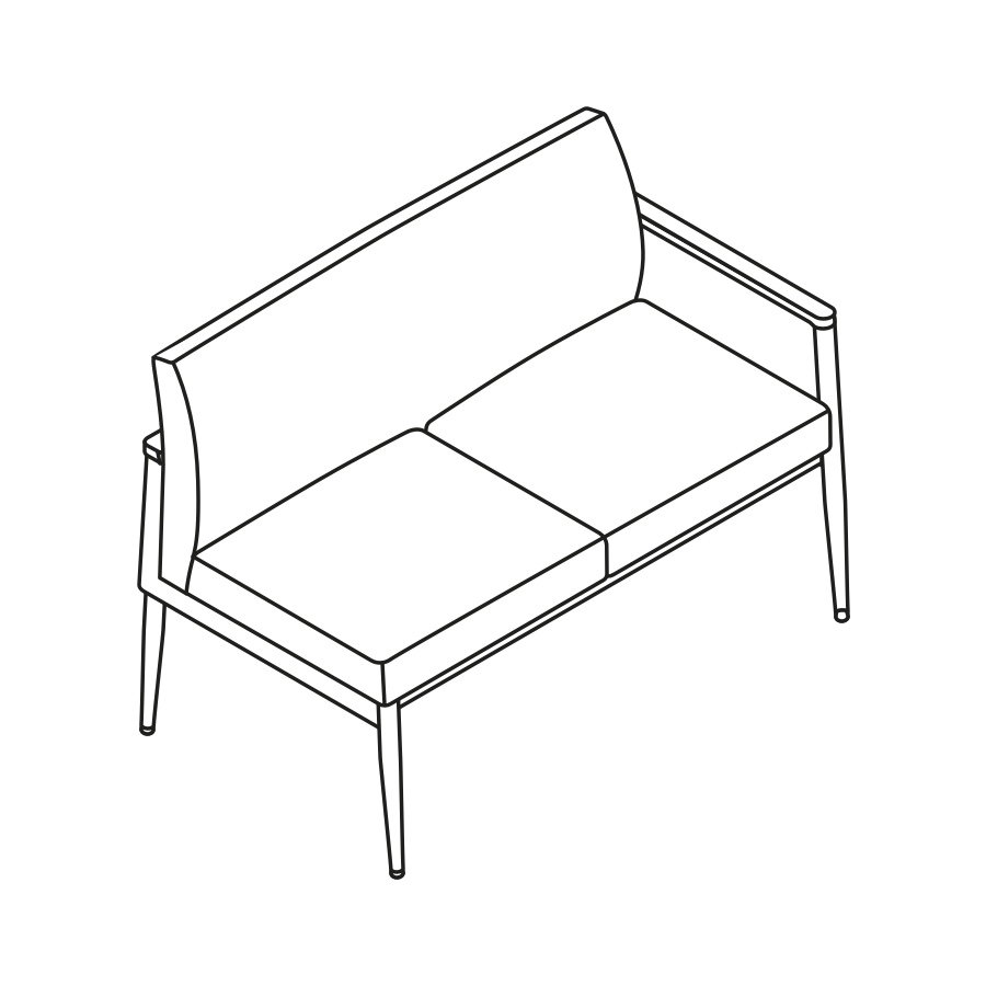 A line drawing - Nemschoff Palisade Multiple Seating–Right Arm–2 Seat A line drawing - Nemschoff Palisade Multiple Seating–Right Arm–2 Seat