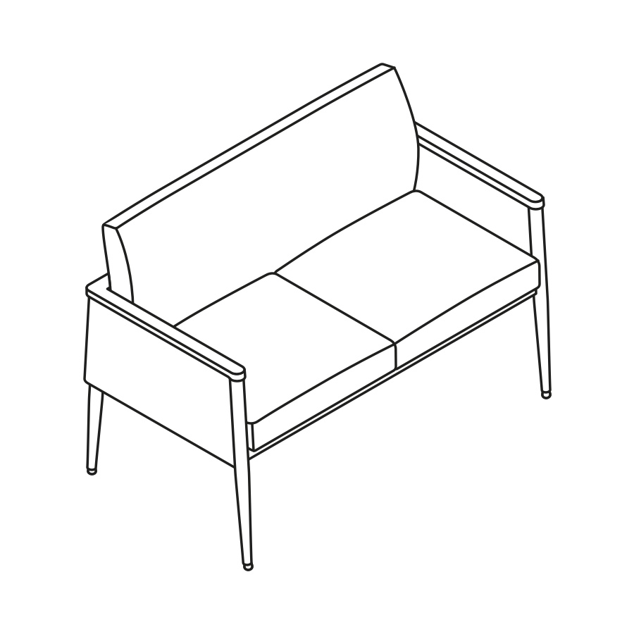 A line drawing - Nemschoff Palisade Multiple Seating–With Arms–2 Seat A line drawing - Nemschoff Palisade Multiple Seating–With Arms–2 Seat