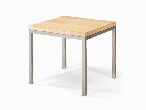 Nemschoff Riva Side Table with light wood top and metal base and legs, viewed at an angle. Nemschoff Riva Side Table with light wood top and metal base and legs, viewed at an angle.