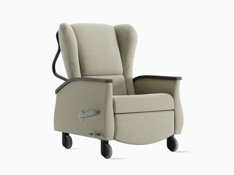 Serenity Recliner in light gray upholstery, viewed at an angle. Serenity Recliner in light gray upholstery, viewed at an angle.