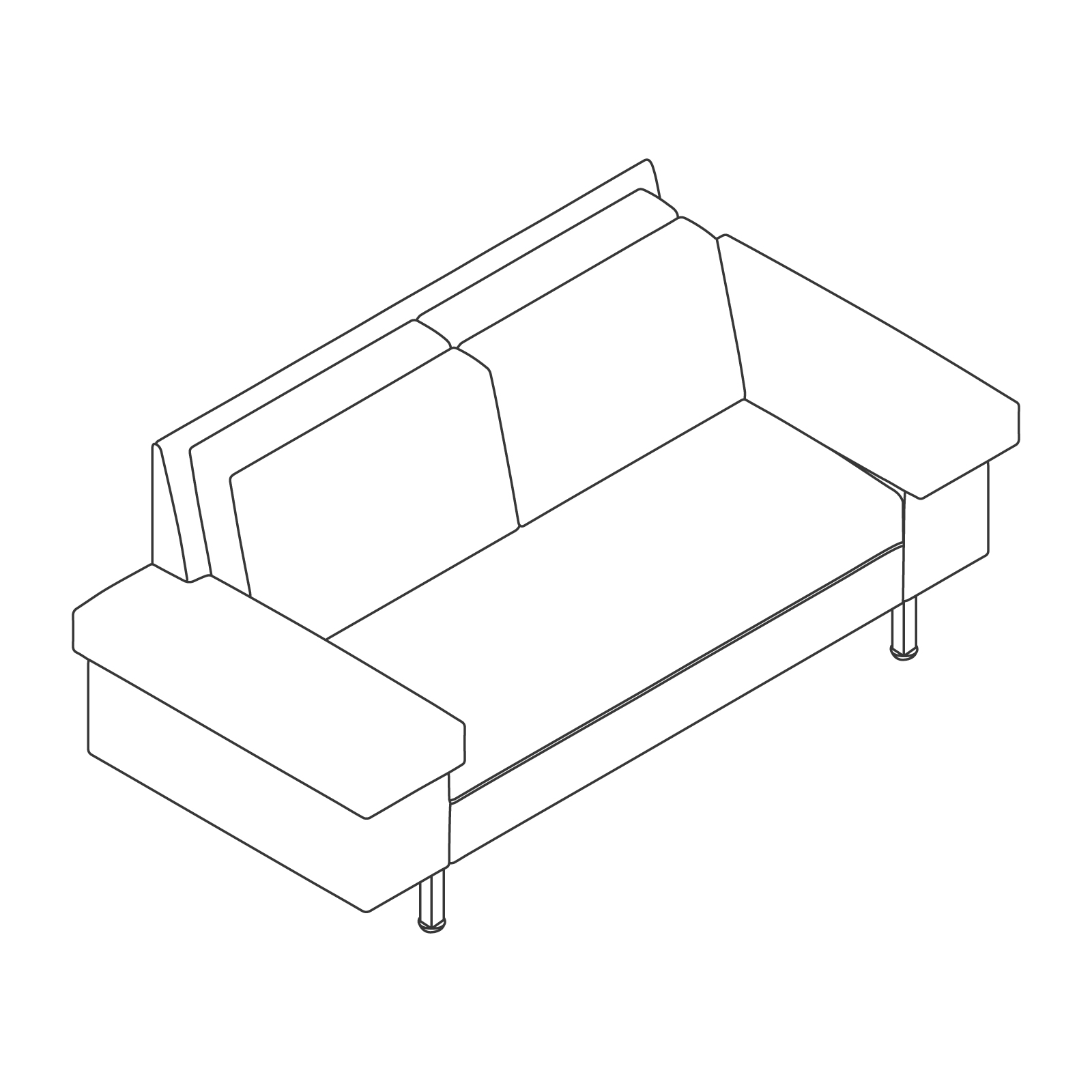 A line drawing - Nemschoff SleepOver Flop Sofa–Arm Storage A line drawing - Nemschoff SleepOver Flop Sofa–Arm Storage