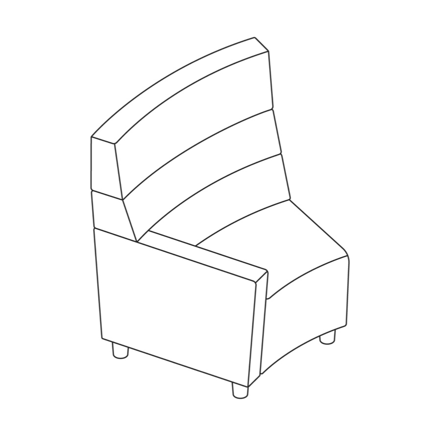 A line drawing - Nemschoff Steps Inside Wedge–High Back–Left Arm A line drawing - Nemschoff Steps Inside Wedge–High Back–Left Arm