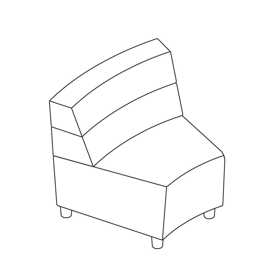 A line drawing - Nemschoff Steps Inside Wedge–Mid Back–Armless A line drawing - Nemschoff Steps Inside Wedge–Mid Back–Armless