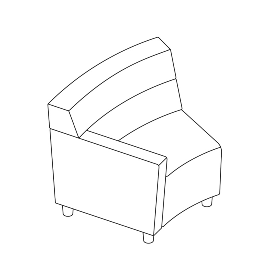 A line drawing - Nemschoff Steps Inside Wedge–Mid Back–Left Arm A line drawing - Nemschoff Steps Inside Wedge–Mid Back–Left Arm