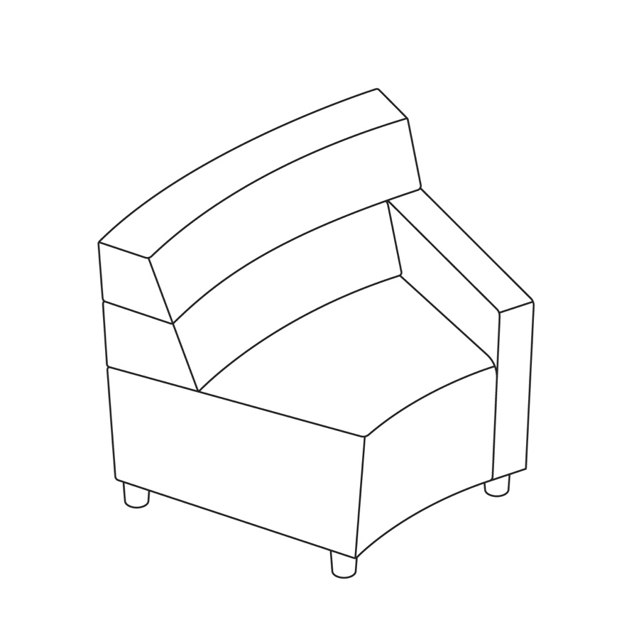A line drawing - Nemschoff Steps Inside Wedge–Mid Back–Right Arm A line drawing - Nemschoff Steps Inside Wedge–Mid Back–Right Arm