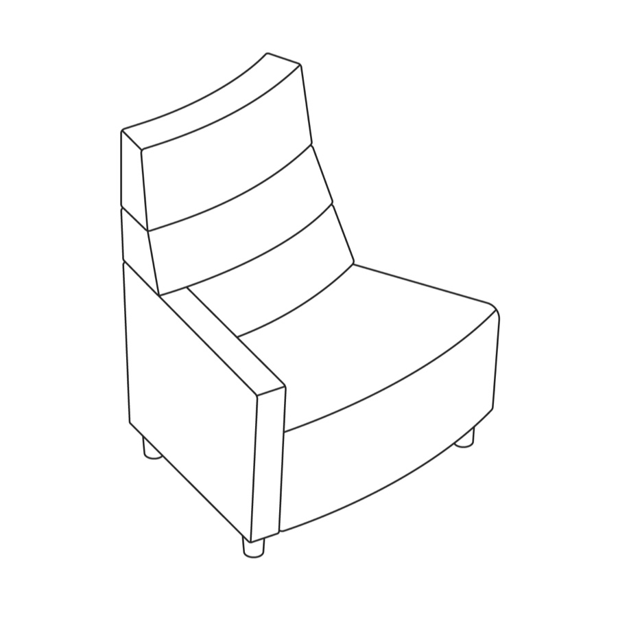 A line drawing - Nemschoff Steps Outside Wedge–High Back–Left Arm A line drawing - Nemschoff Steps Outside Wedge–High Back–Left Arm