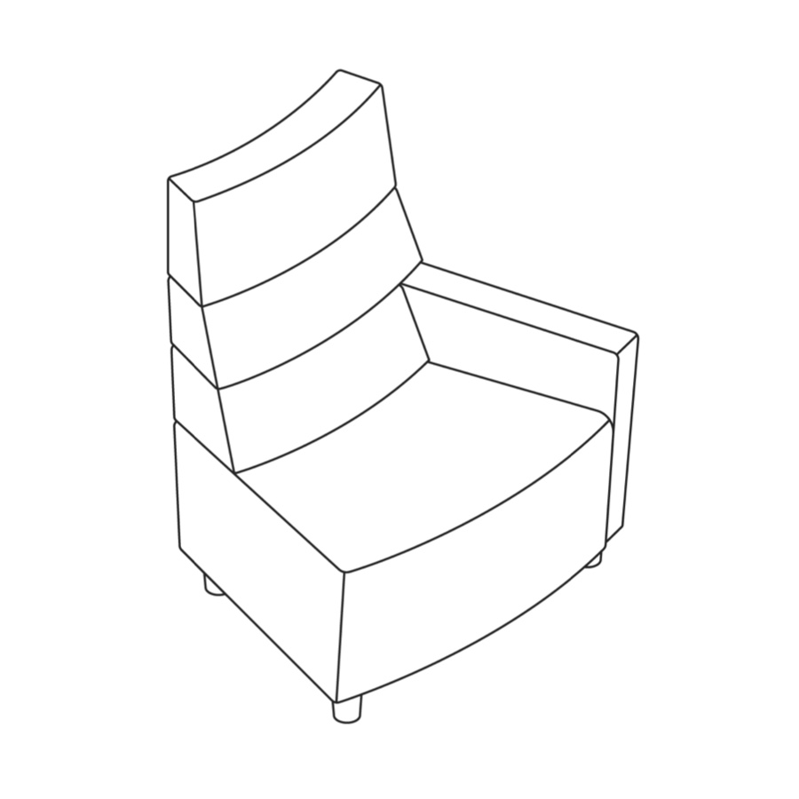 A line drawing - Nemschoff Steps Outside Wedge–High Back–Right Arm A line drawing - Nemschoff Steps Outside Wedge–High Back–Right Arm