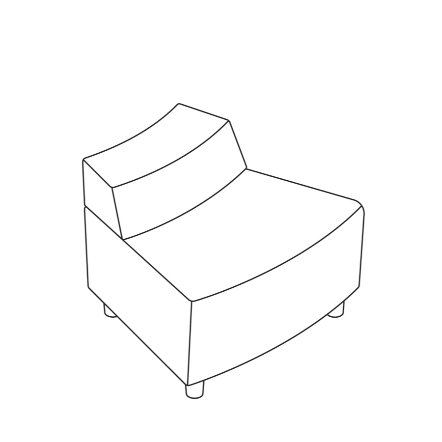 A line drawing - Nemschoff Steps Outside Wedge–Low Back–Armless A line drawing - Nemschoff Steps Outside Wedge–Low Back–Armless