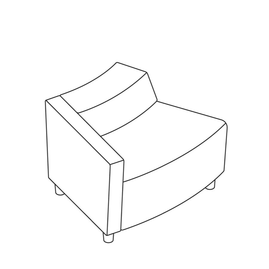A line drawing - Nemschoff Steps Outside Wedge–Low Back–Left Arm A line drawing - Nemschoff Steps Outside Wedge–Low Back–Left Arm