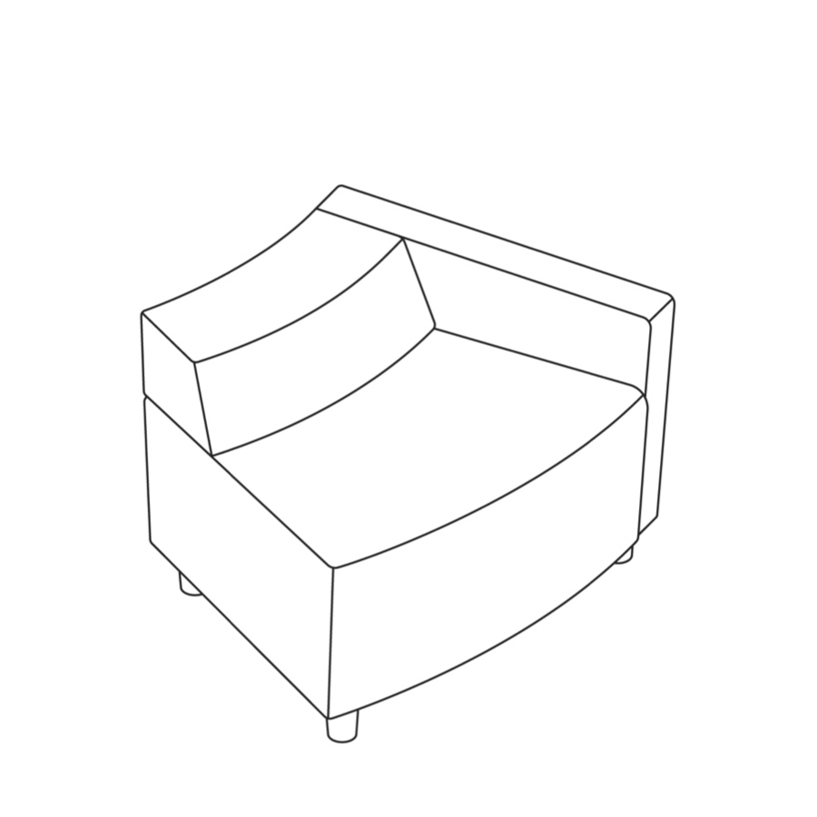 A line drawing - Nemschoff Steps Outside Wedge–Low Back–Right Arm A line drawing - Nemschoff Steps Outside Wedge–Low Back–Right Arm