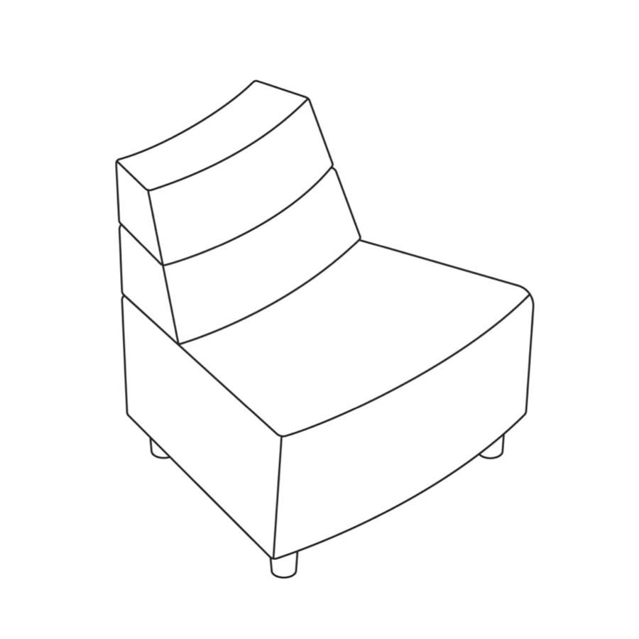 A line drawing - Nemschoff Steps Outside Wedge–Mid Back–Armless A line drawing - Nemschoff Steps Outside Wedge–Mid Back–Armless