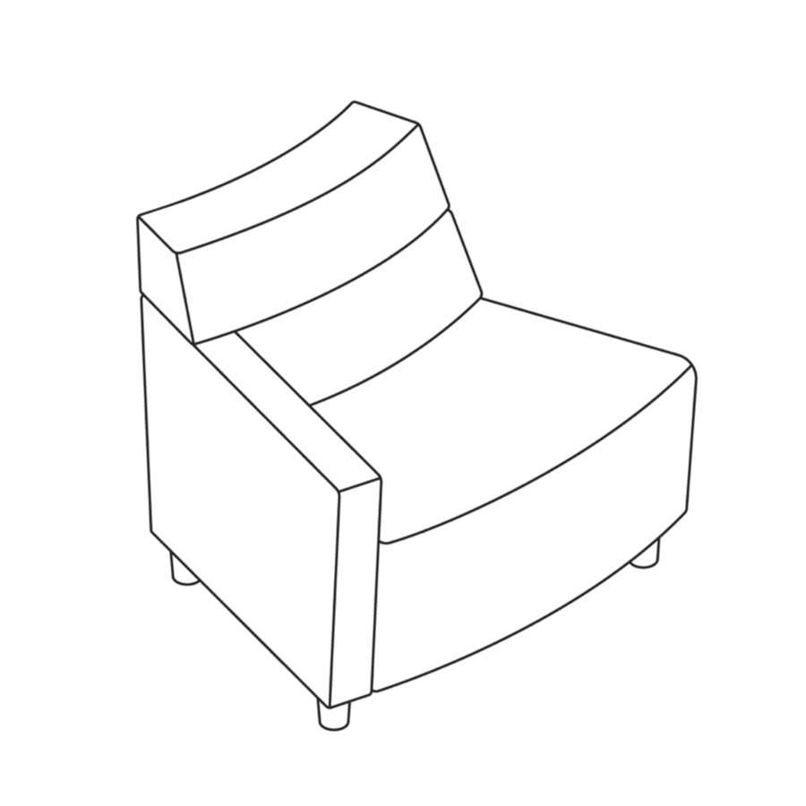 A line drawing - Nemschoff Steps Outside Wedge–Mid Back–Left Arm A line drawing - Nemschoff Steps Outside Wedge–Mid Back–Left Arm