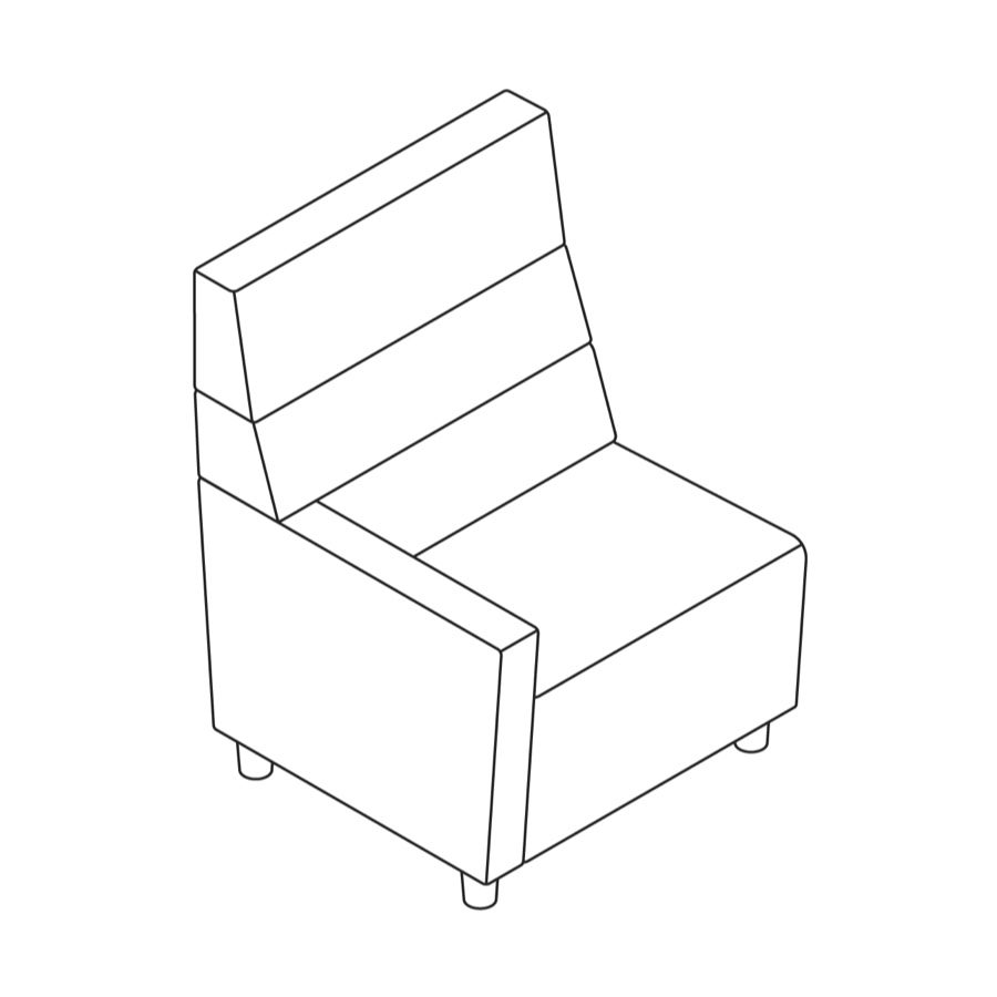 A line drawing - Nemschoff Steps Straight Seat–High Back–Left Arm A line drawing - Nemschoff Steps Straight Seat–High Back–Left Arm