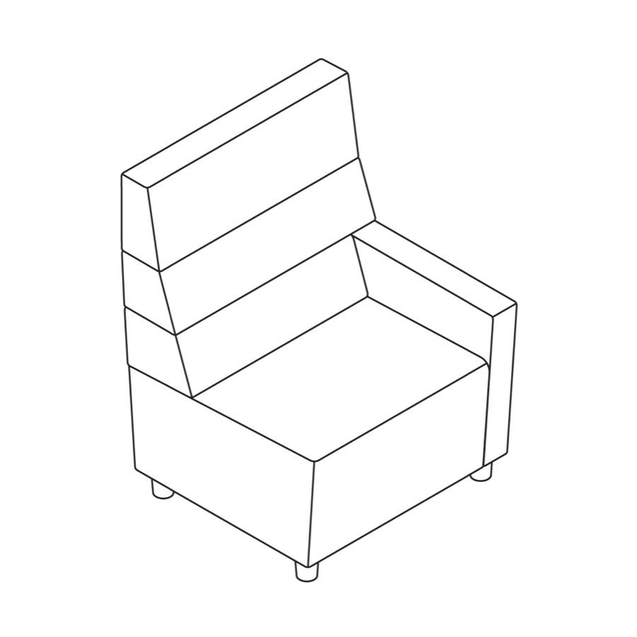A line drawing - Nemschoff Steps Straight Seat–High Back–Right Arm A line drawing - Nemschoff Steps Straight Seat–High Back–Right Arm