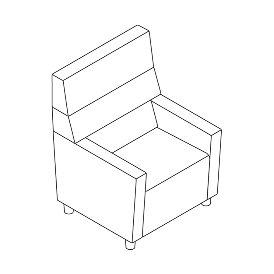 A line drawing - Nemschoff Steps Straight Seat–High Back–With Arms A line drawing - Nemschoff Steps Straight Seat–High Back–With Arms