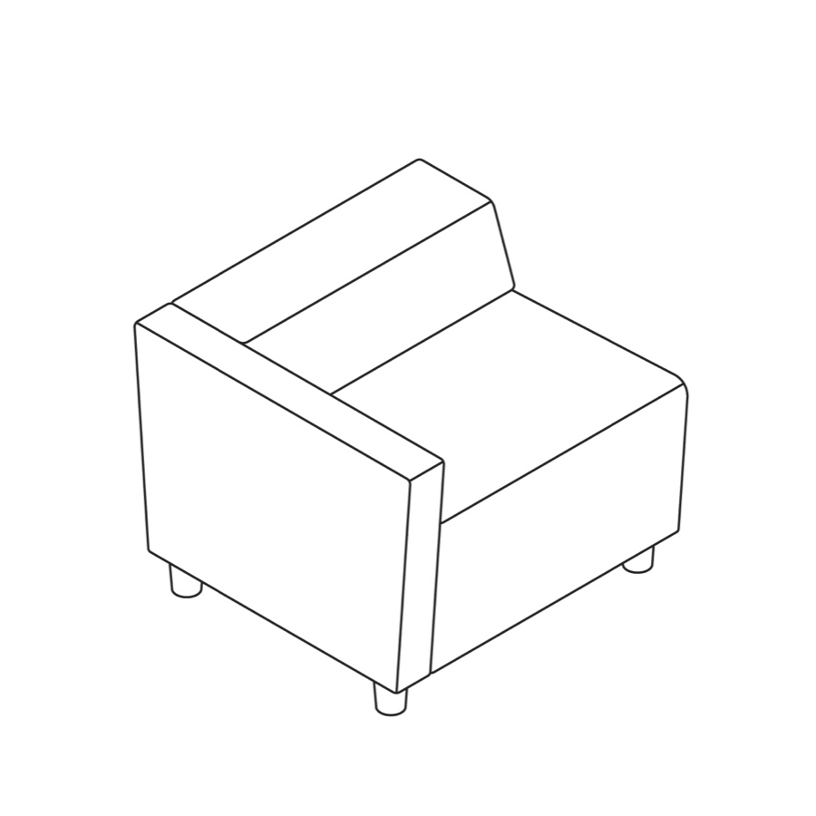 A line drawing - Nemschoff Steps Straight Seat–Low Back–Left Arm A line drawing - Nemschoff Steps Straight Seat–Low Back–Left Arm