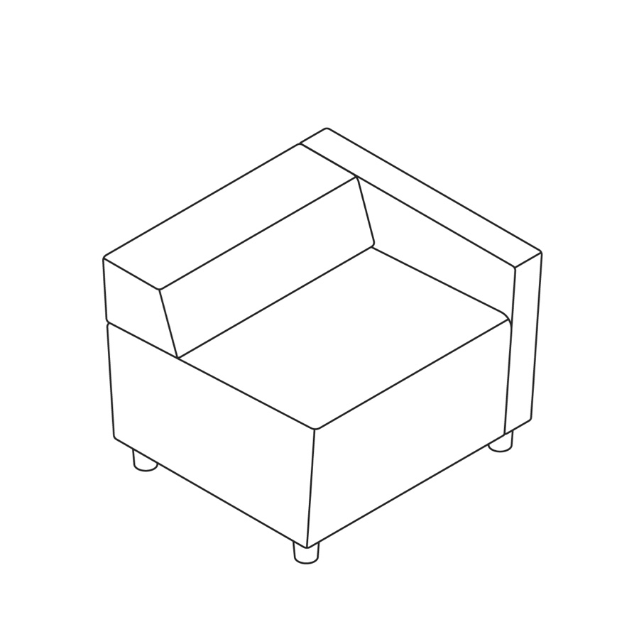 A line drawing - Nemschoff Steps Straight Seat–Low Back–Right Arm A line drawing - Nemschoff Steps Straight Seat–Low Back–Right Arm