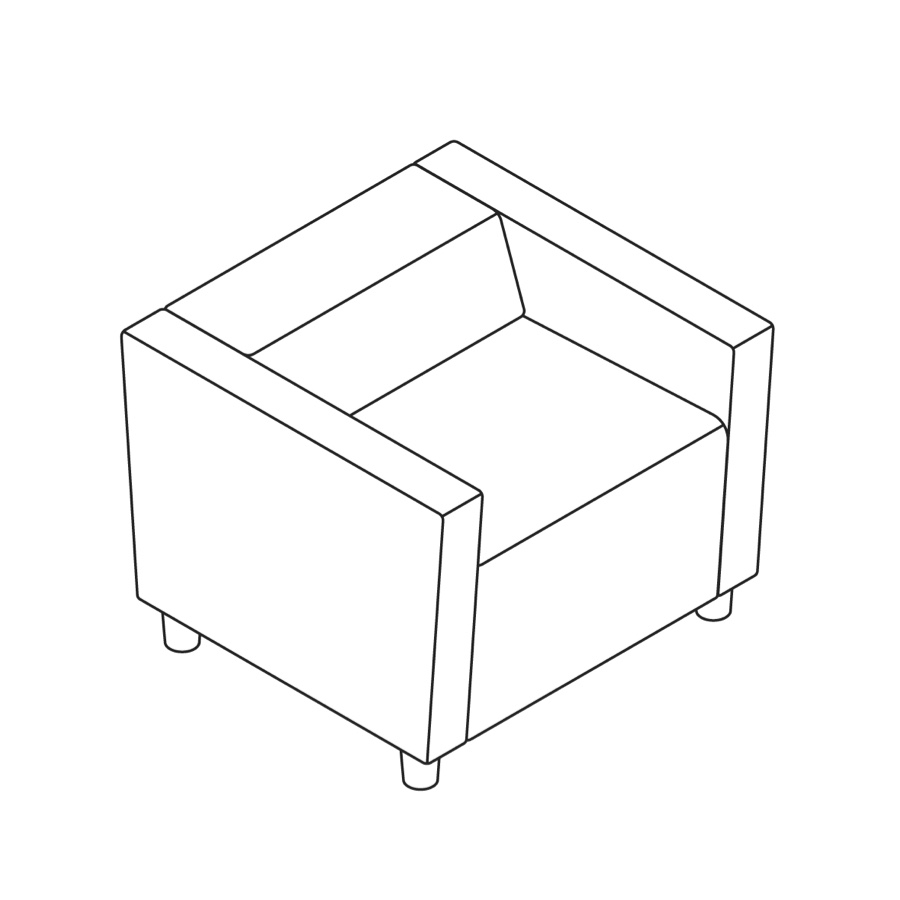 A line drawing - Nemschoff Steps Straight Seat–Low Back–With Arms A line drawing - Nemschoff Steps Straight Seat–Low Back–With Arms