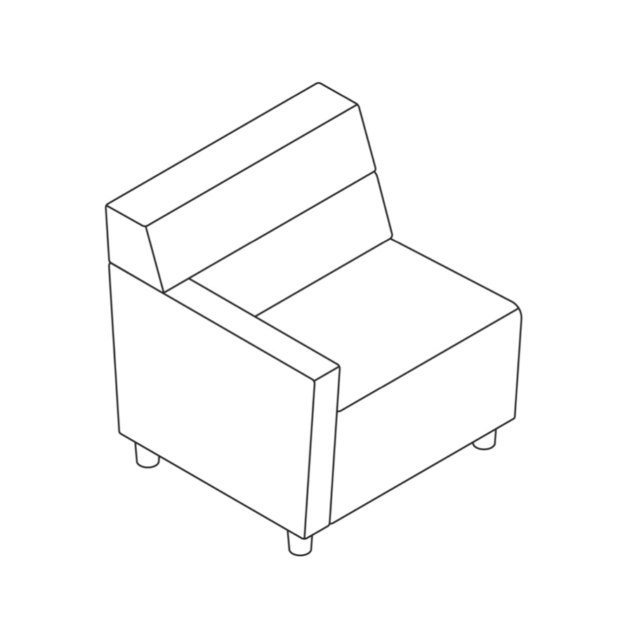 A line drawing - Nemschoff Steps Straight Seat–Mid Back–Left Arm A line drawing - Nemschoff Steps Straight Seat–Mid Back–Left Arm