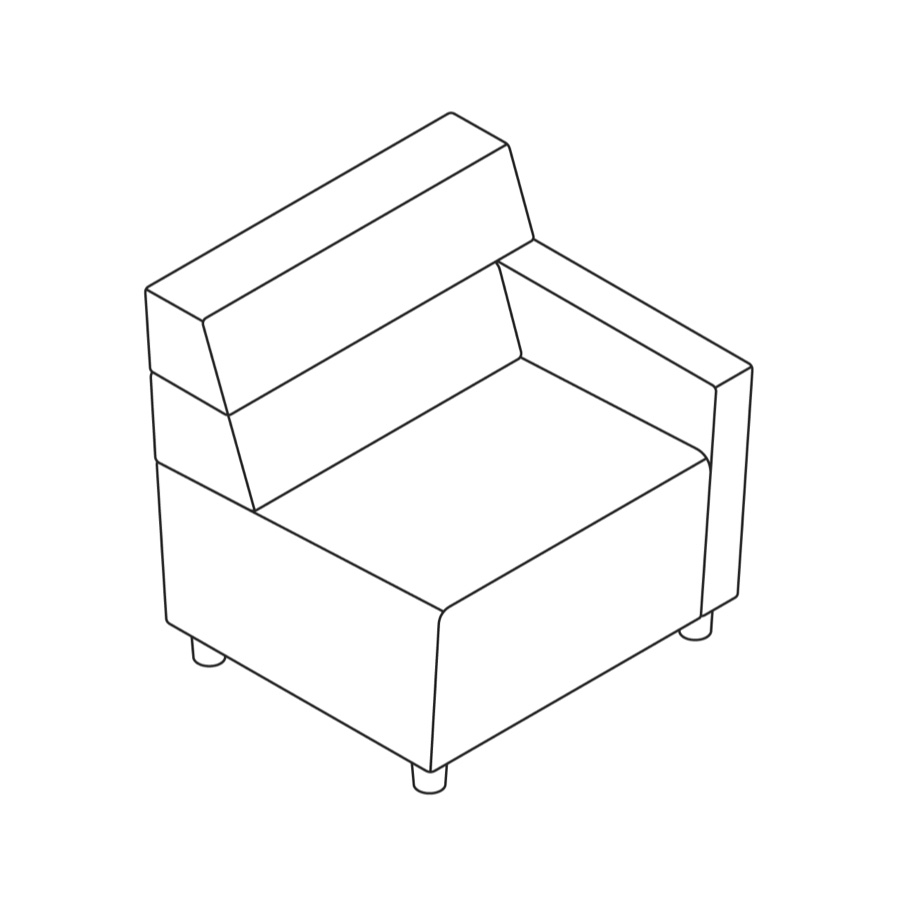 A line drawing - Nemschoff Steps Straight Seat–Mid Back–Right Arm A line drawing - Nemschoff Steps Straight Seat–Mid Back–Right Arm