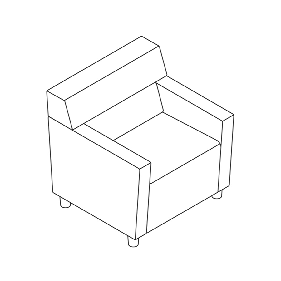A line drawing - Nemschoff Steps Straight Seat–Mid Back–With Arms A line drawing - Nemschoff Steps Straight Seat–Mid Back–With Arms