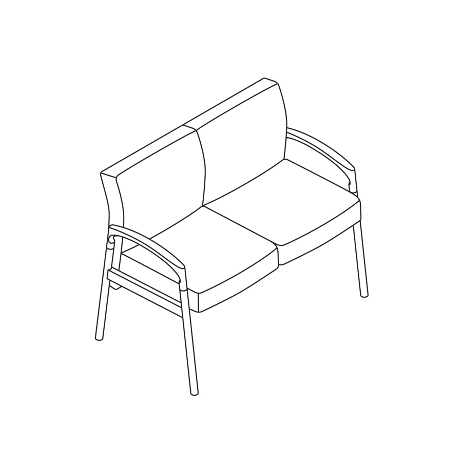 A line drawing - Nemschoff Valor Multiple Seating-2 Seat A line drawing - Nemschoff Valor Multiple Seating-2 Seat