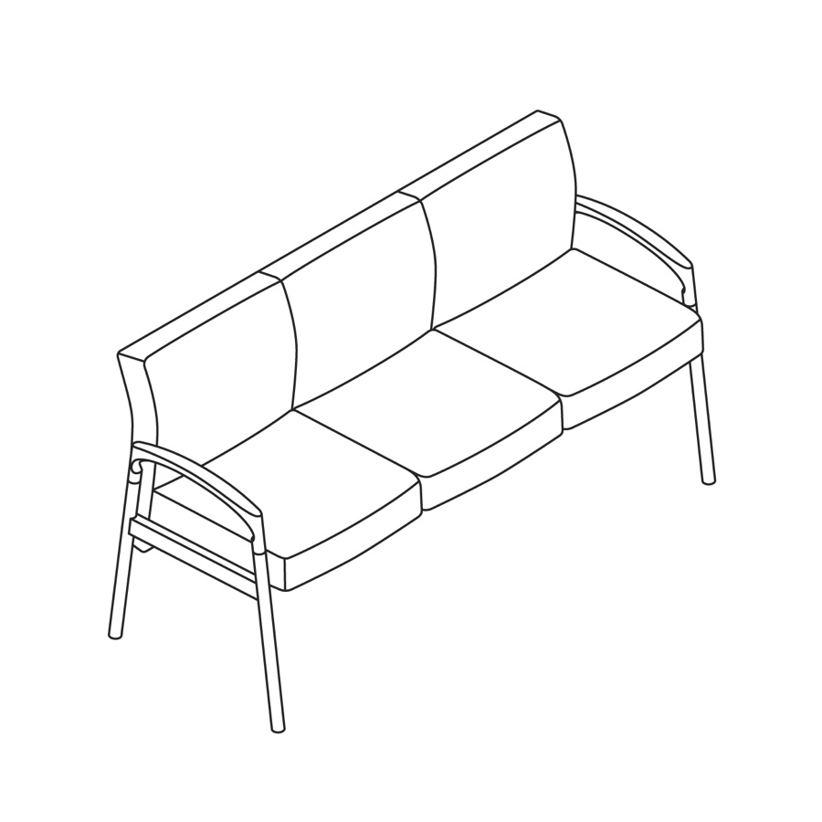 A line drawing - Nemschoff Valor Multiple Seating-3 Seat A line drawing - Nemschoff Valor Multiple Seating-3 Seat
