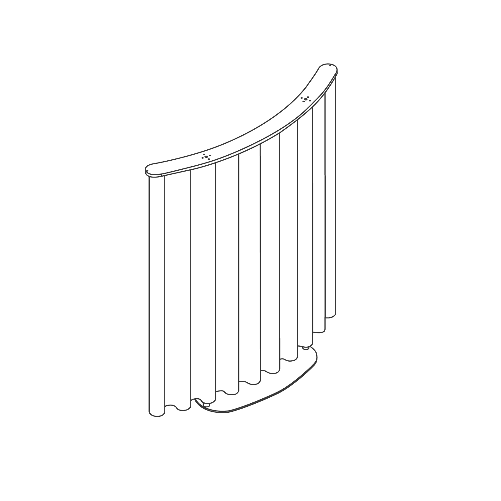 A line drawing - OE1 Freestanding Curtain–Curved A line drawing - OE1 Freestanding Curtain–Curved