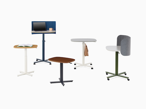 Multiple Passport Work Tables in both small and large size with a variety of base finishes, mix of solid and woodgrain tops, and accessories. Multiple Passport Work Tables in both small and large size with a variety of base finishes, mix of solid and woodgrain tops, and accessories.