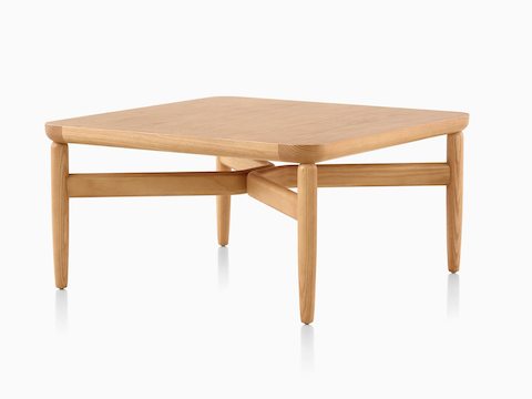 A Reframe Square Table in Rift oak, viewed from an angle. A Reframe Square Table in Rift oak, viewed from an angle.