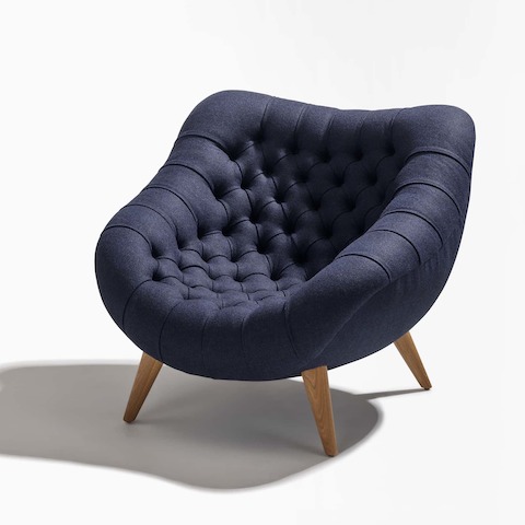 A front-angle view of a Rohde Easy Chair in blue. A front-angle view of a Rohde Easy Chair in blue.