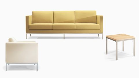 Grouping of Nemschoff Riva Family including Nemschoff Riva Armchair, Sofa, and Table. Grouping of Nemschoff Riva Family including Nemschoff Riva Armchair, Sofa, and Table.