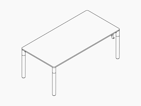 Line drawing of four leg height-adjustable table Line drawing of four leg height-adjustable table