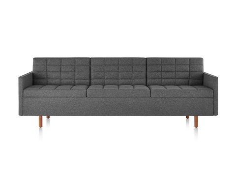 Dark gray Tuxedo Classic Sofa, viewed from the front. Dark gray Tuxedo Classic Sofa, viewed from the front.