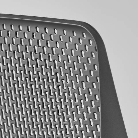 A close-up view of a Verus Chair's black Triflex back. A close-up view of a Verus Chair's black Triflex back.