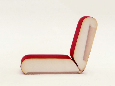 An exposed view of the internal foam and structure of a seat and back from a Wilkes Modular Sofa Group sofa. An exposed view of the internal foam and structure of a seat and back from a Wilkes Modular Sofa Group sofa.