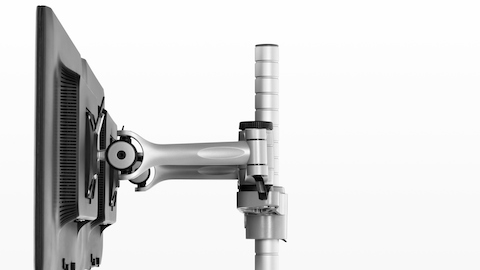 Profile view of a Wishbone Monitor Arm supporting multiple monitors. Profile view of a Wishbone Monitor Arm supporting multiple monitors.
