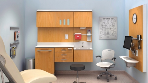 An organized exam room outfitted with Compass furnishings and a Caper chair. An organized exam room outfitted with Compass furnishings and a Caper chair.