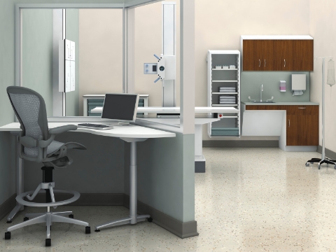An empty radiology room featuring Co/Struc storage and an Aeron chair. An empty radiology room featuring Co/Struc storage and an Aeron chair.